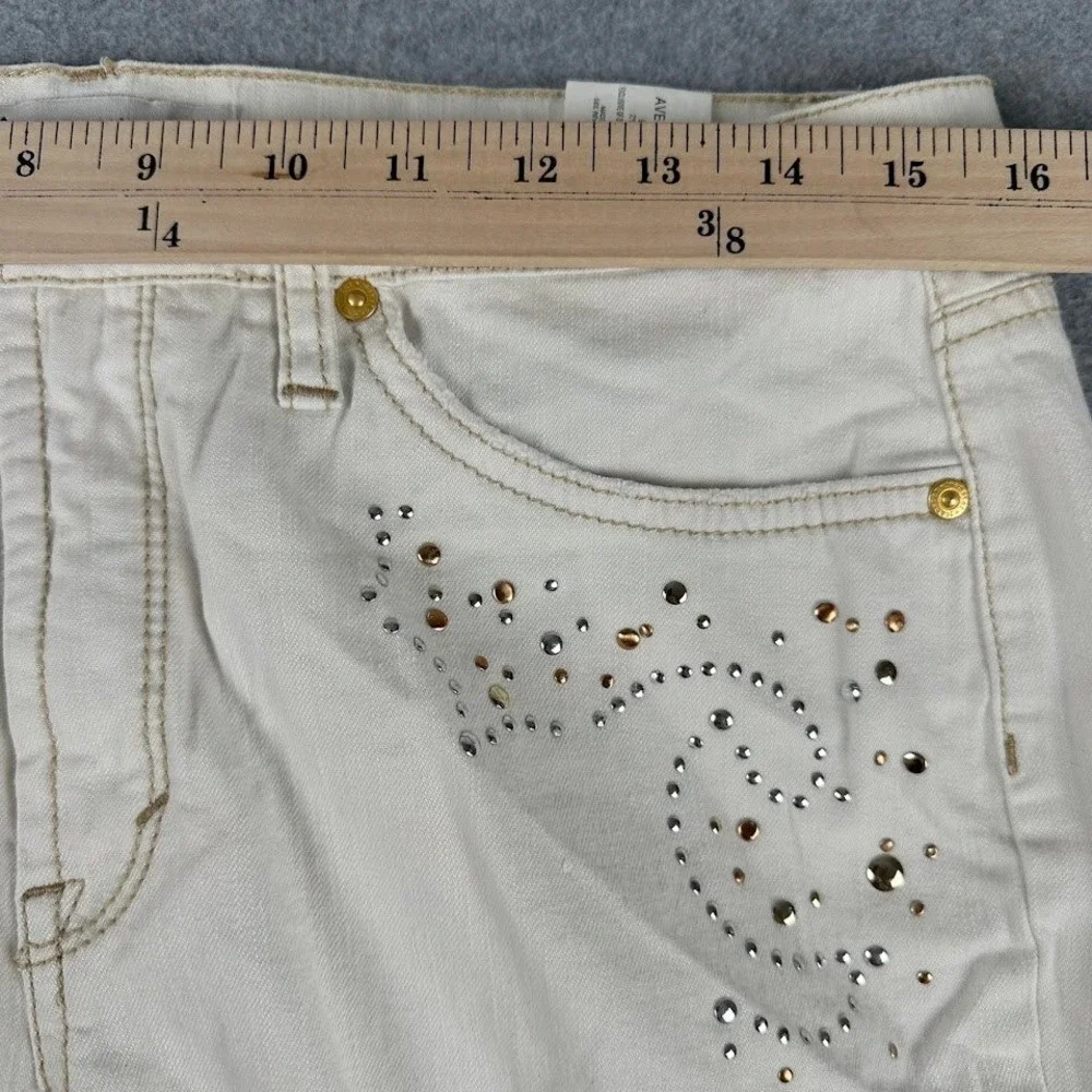 Jeanstar Women White Flare Jeans Mercury Bedazzled Size 12 Bootcut‎ Casual